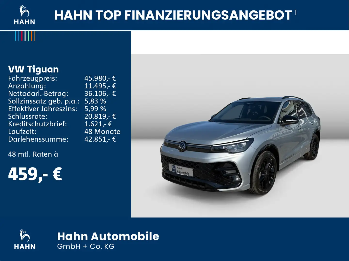 Volkswagen Tiguan R-Line 2,0 l TDI SCR 150 PS DSG AHK Argent - 2