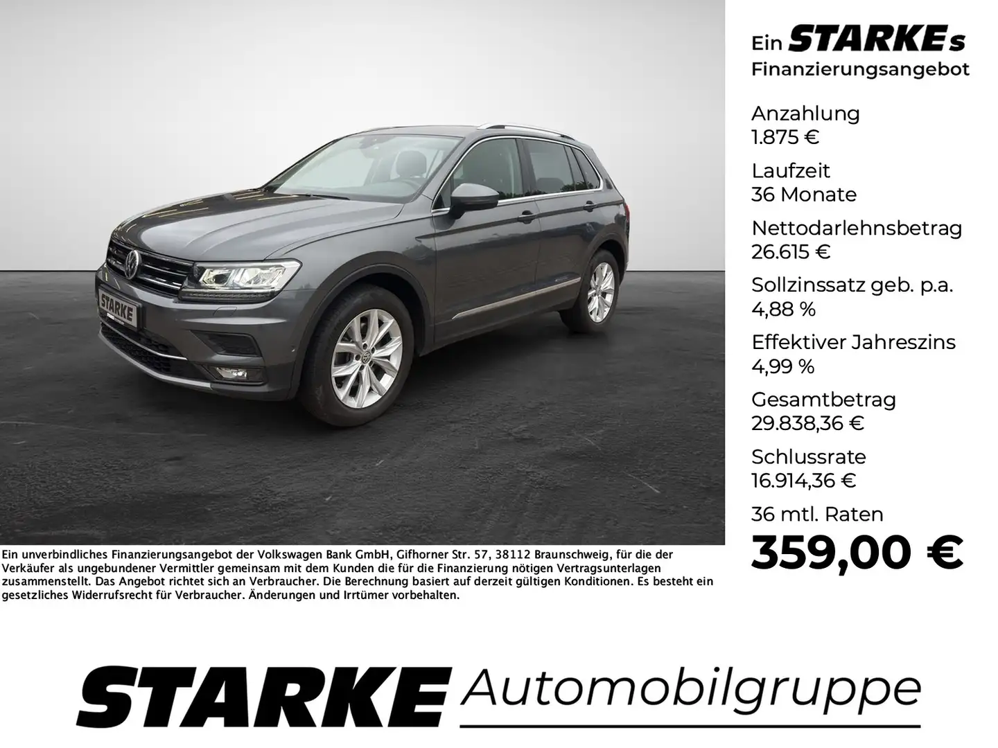 Volkswagen Tiguan 2.0 TSI DSG 4MOTION Highline Grijs - 1