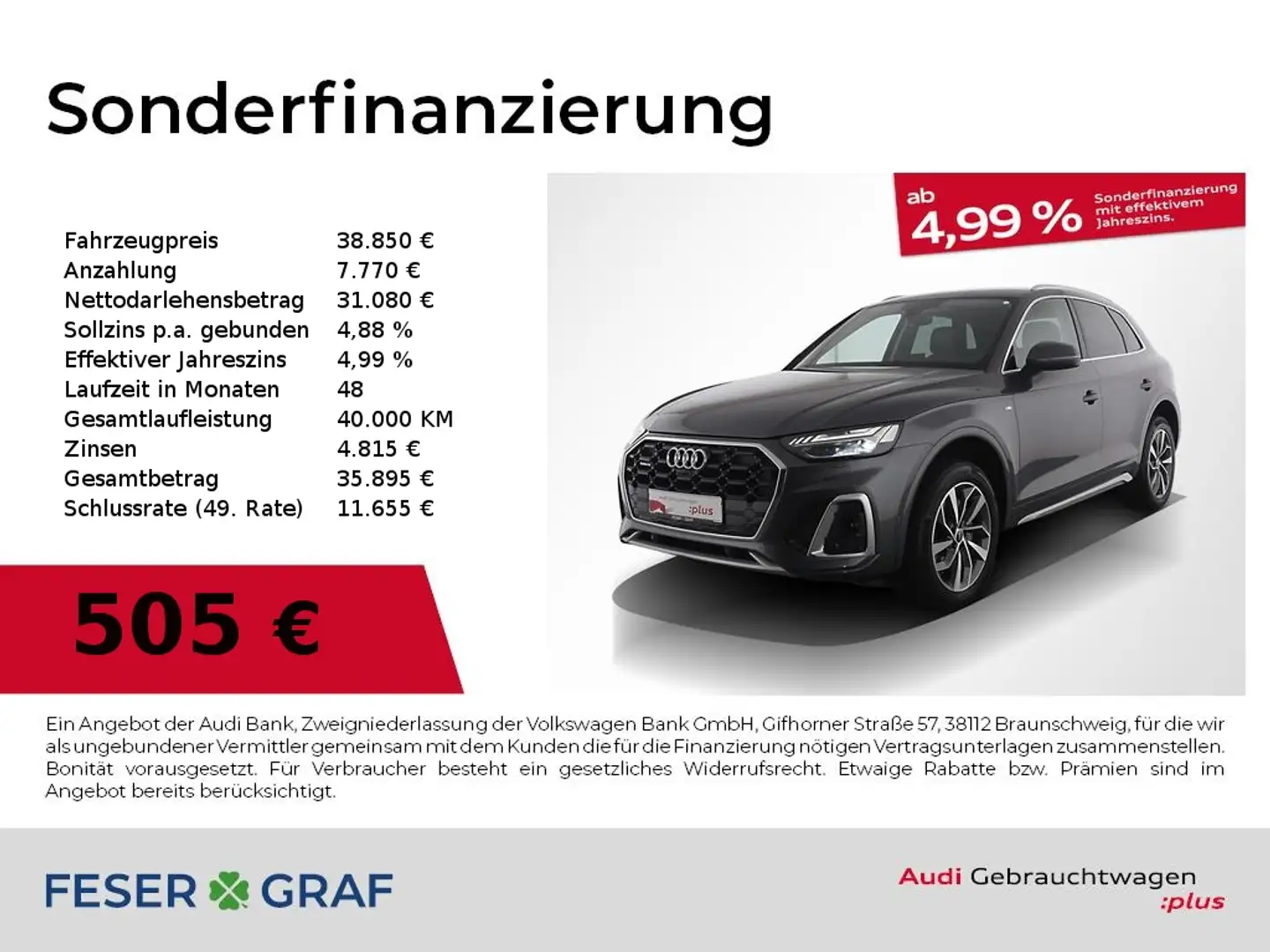 Audi Q5 S line 40 TDI quattro AHK/ Rückfahrkamera/ matrix Gris - 1