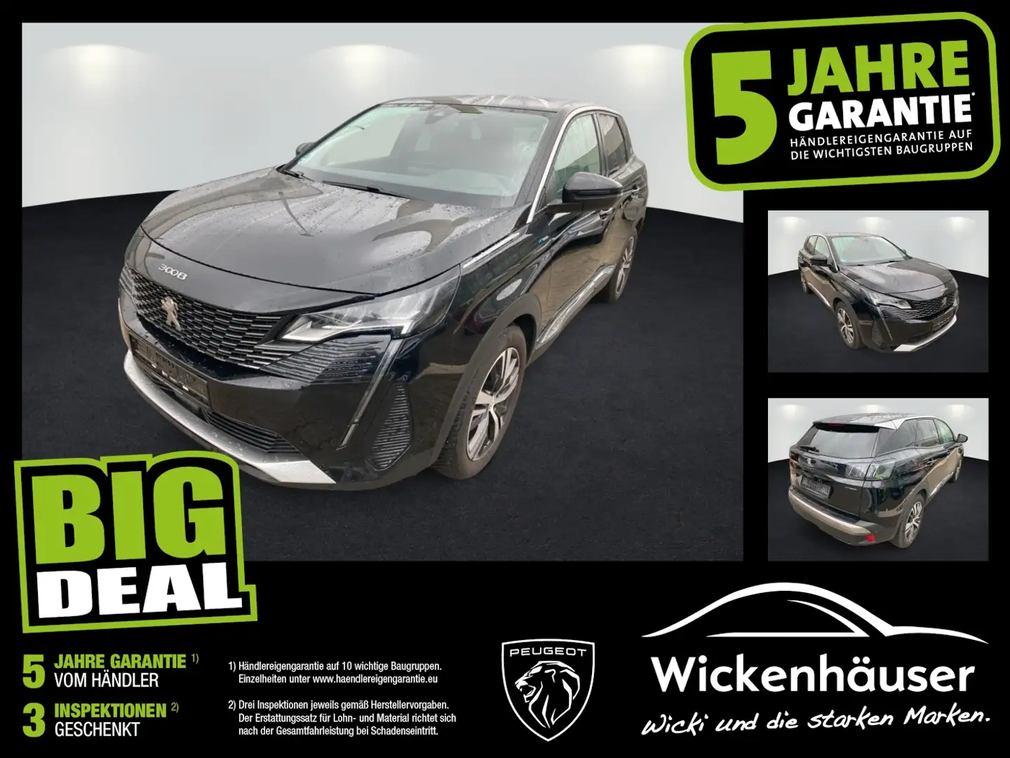 Peugeot 3008 1.6 225 Allure 2re FLA KAM LED KeyLess PDC Schwarz - 1