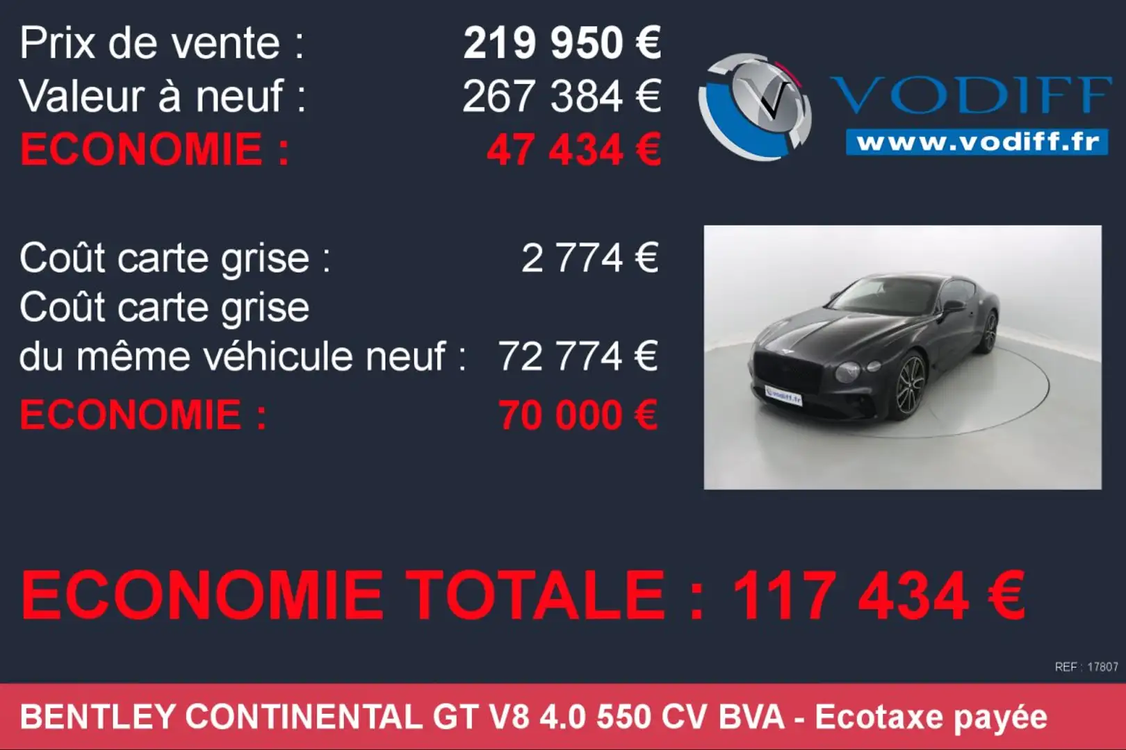 Bentley Continental GT V8 4.0 550 CV BVA Noir - 2