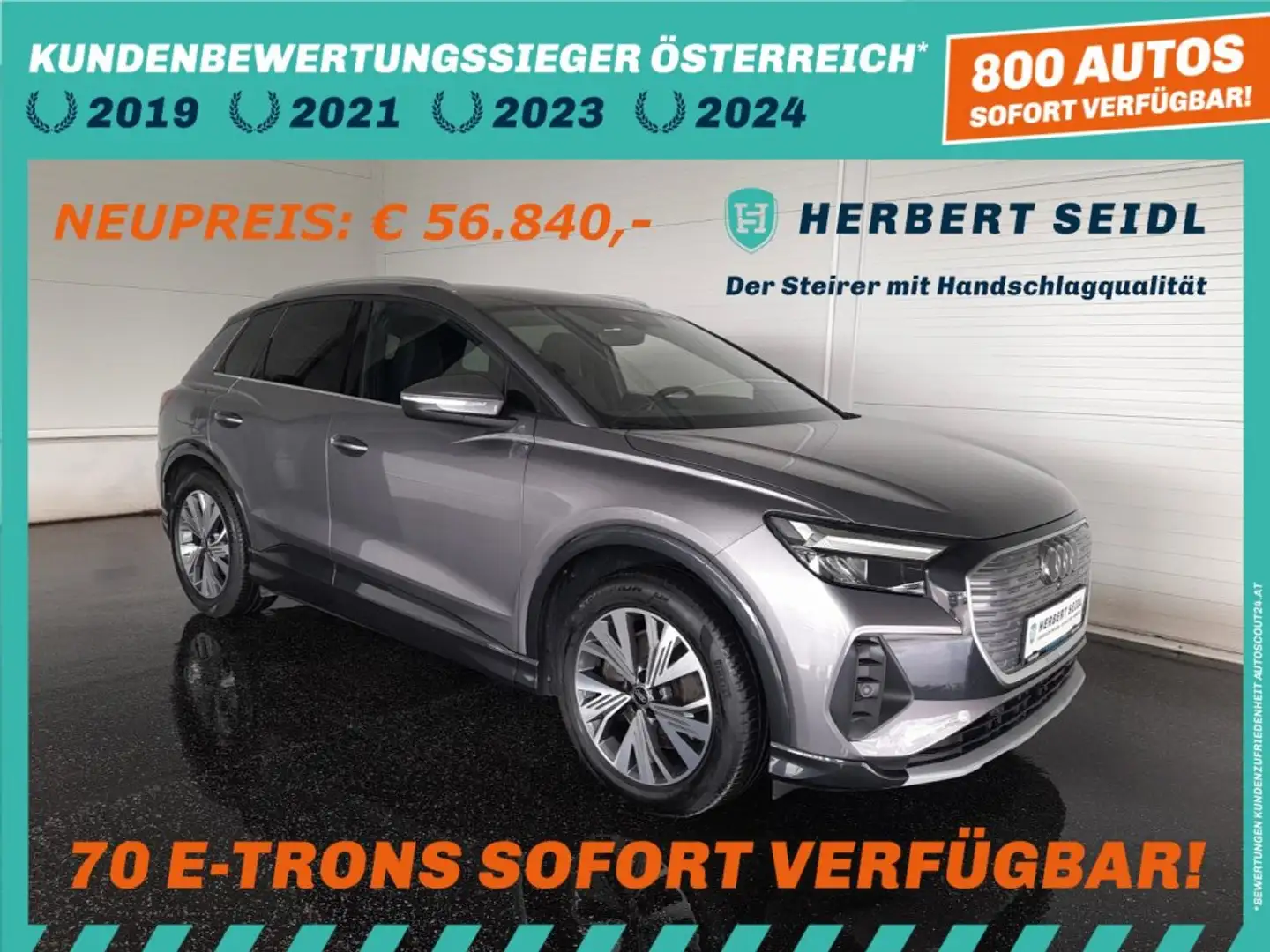 Audi Q4 e-tron 50 Quattro S-LINE Aut. *WÄRMEPUMPE / 19 ZOLL / VOLL LED & FLA / E-LEDERSITZE & MEMORY / TOTWINKELASS. / SONOS SOUND* Grau - 1
