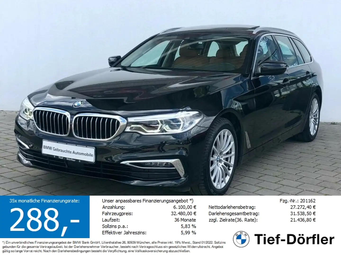 BMW 530 i xDrive Luxury LHZ/HUD/ACC/PANO/CAM/LED+ Noir - 1