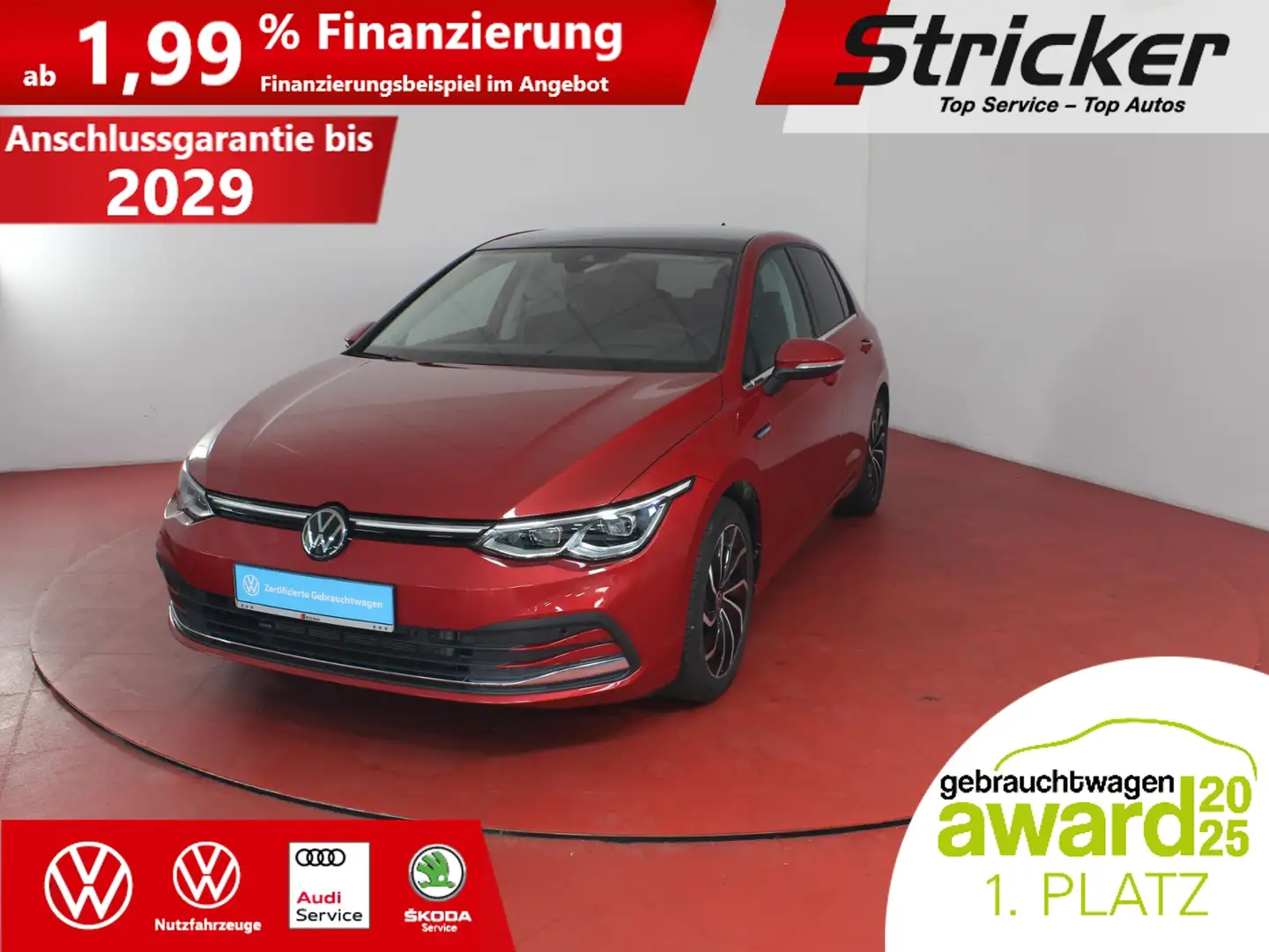 Volkswagen Golf Style 2.0TDI DSG 247,-ohne Anzahlung AHK Pano Rot - 2