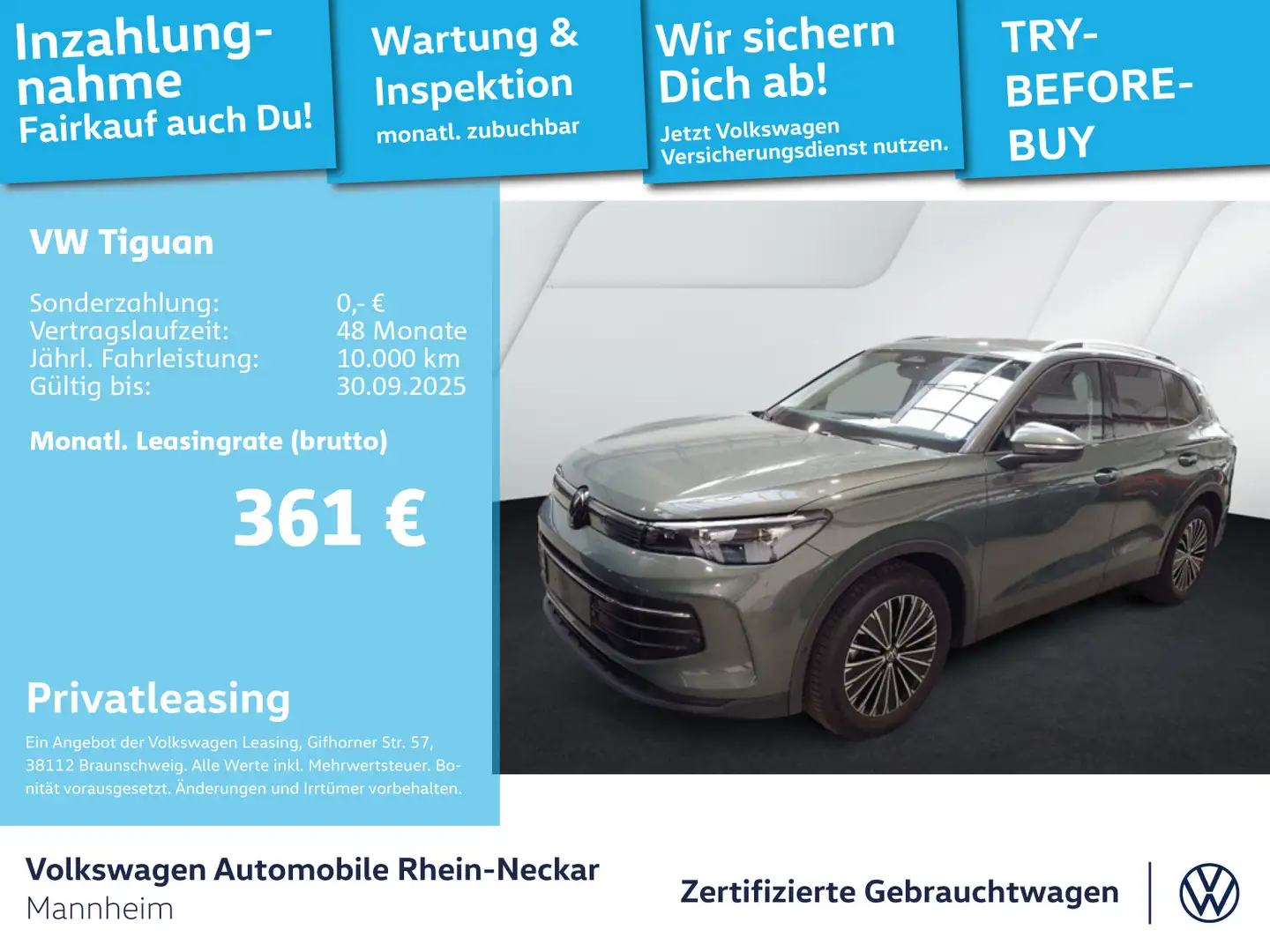 Volkswagen Tiguan 1.5 eTSI Life DSG Navi AHK Kamera uvm Grün - 1