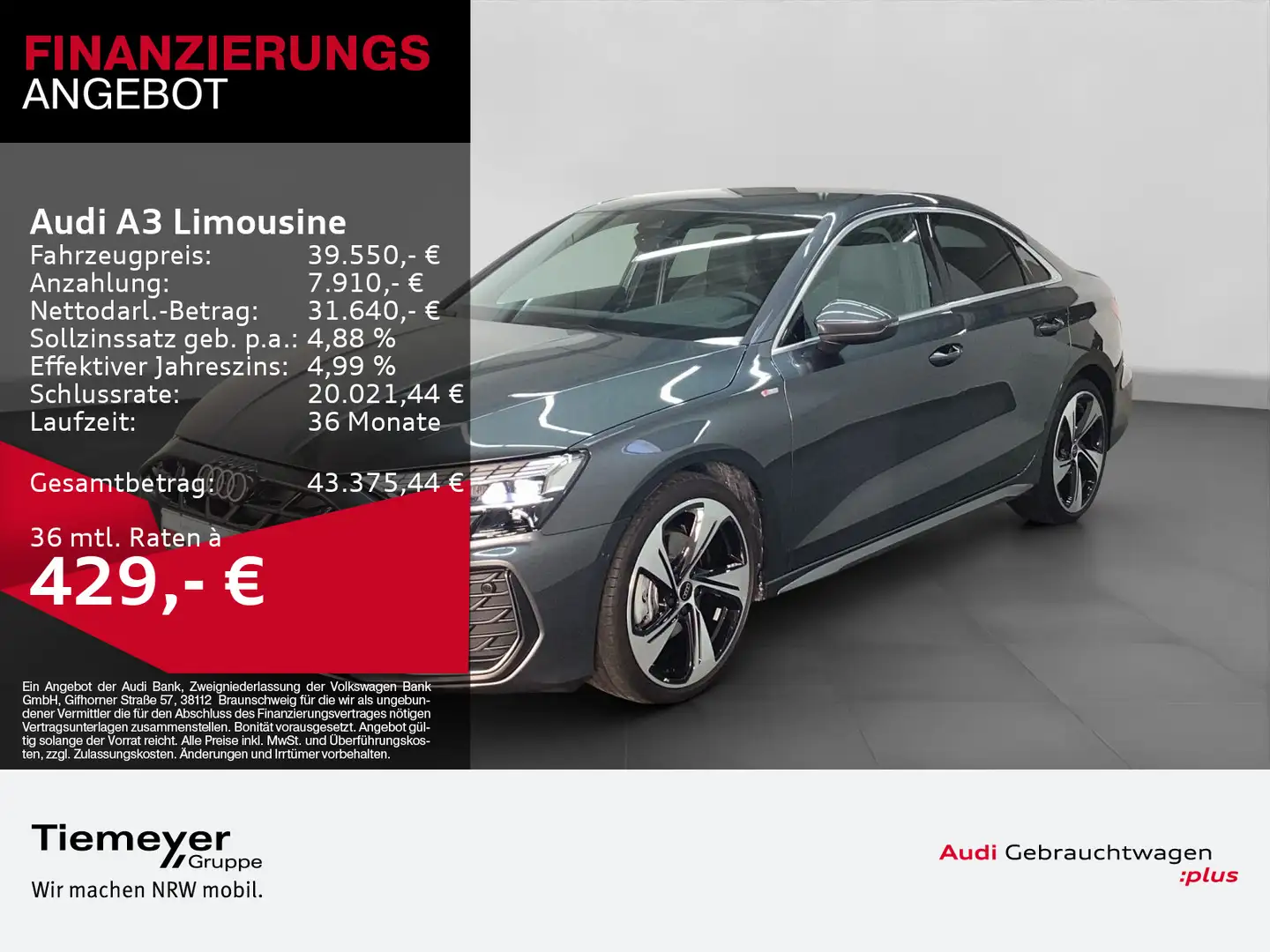 Audi A3 35 TFSI 2x S LINE LM19 LED SONOS AS Grau - 1