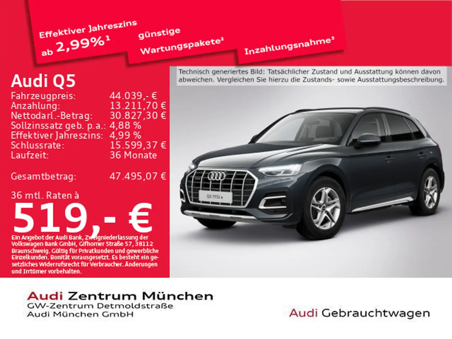 Audi Q5 50 TFSI e qu. S tronic Luftfed/AHK/Matrix Grau - 1