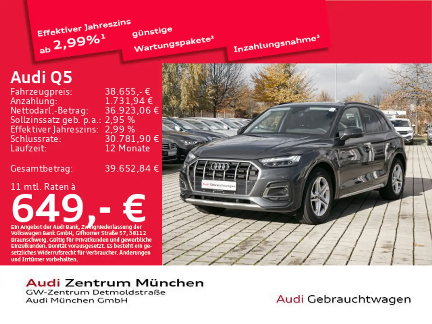Audi Q5 50 TFSI e qu. S tronic Luftfed/AHK/Matrix Grau - 1