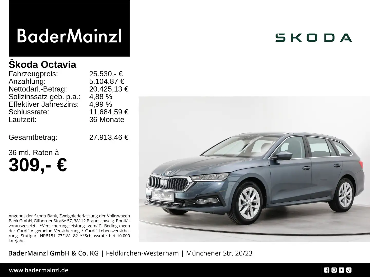 Skoda Octavia Combi 1.5 TSI DSG Style AHK Navi ACC HUD Grau - 1