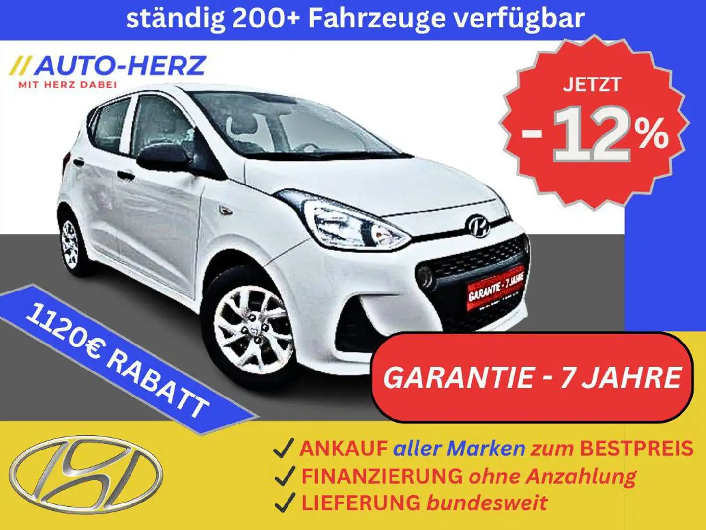 Hyundai i10 5-Türig+Klima+PDC+Navi+CarPlay Weiß - 1