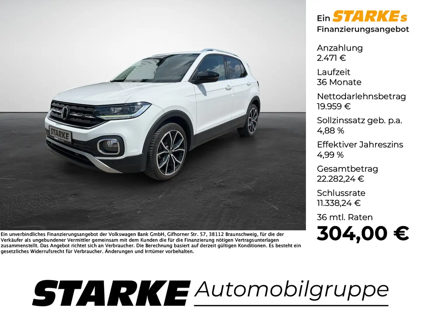 Volkswagen T-Cross 1.0 TSI DSG Style Black-Style Weiß - 1