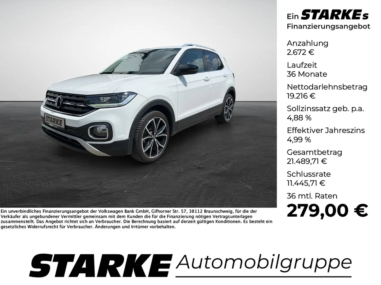 Volkswagen T-Cross 1.0 TSI DSG Style Black-Style Weiß - 1