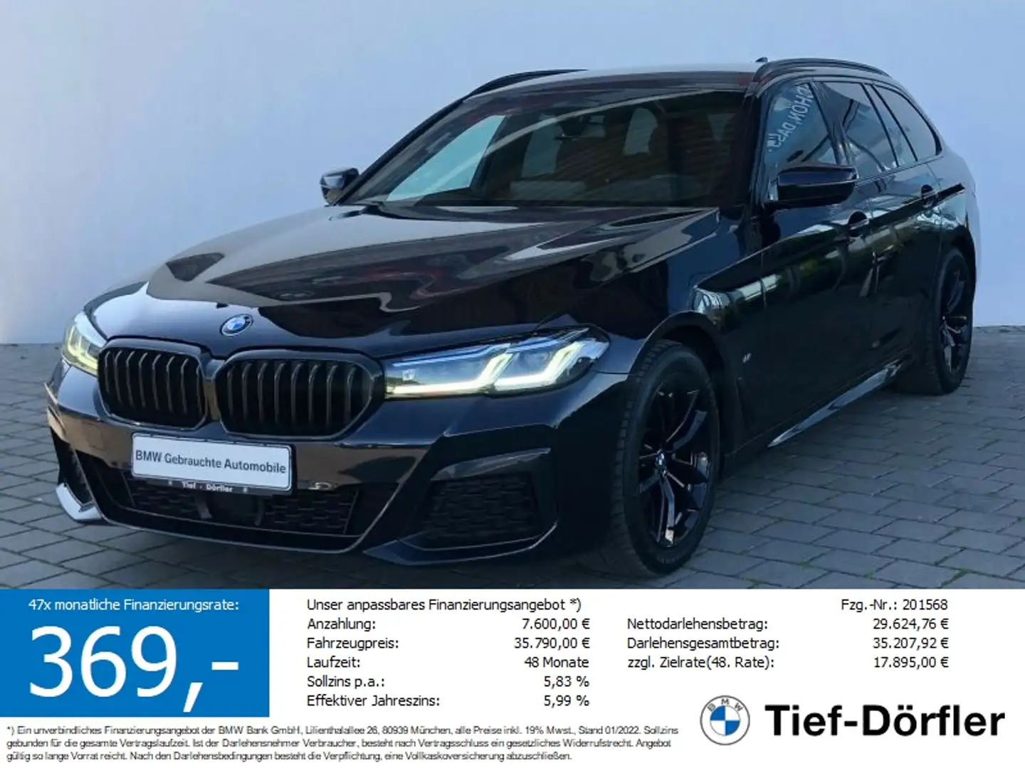 BMW 520 d SAG M Sport AHK/LASER/HUD/4xAC/CAM/PRIVACY Negro - 1