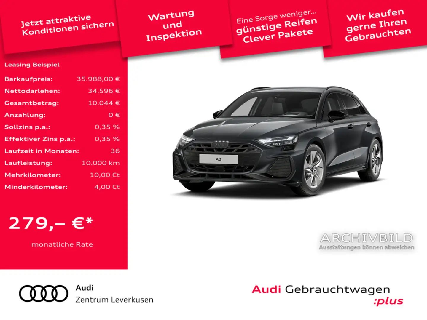 Audi A3 Sportback S line S-TRON SONOS AHK ACC LEDE Grau - 1