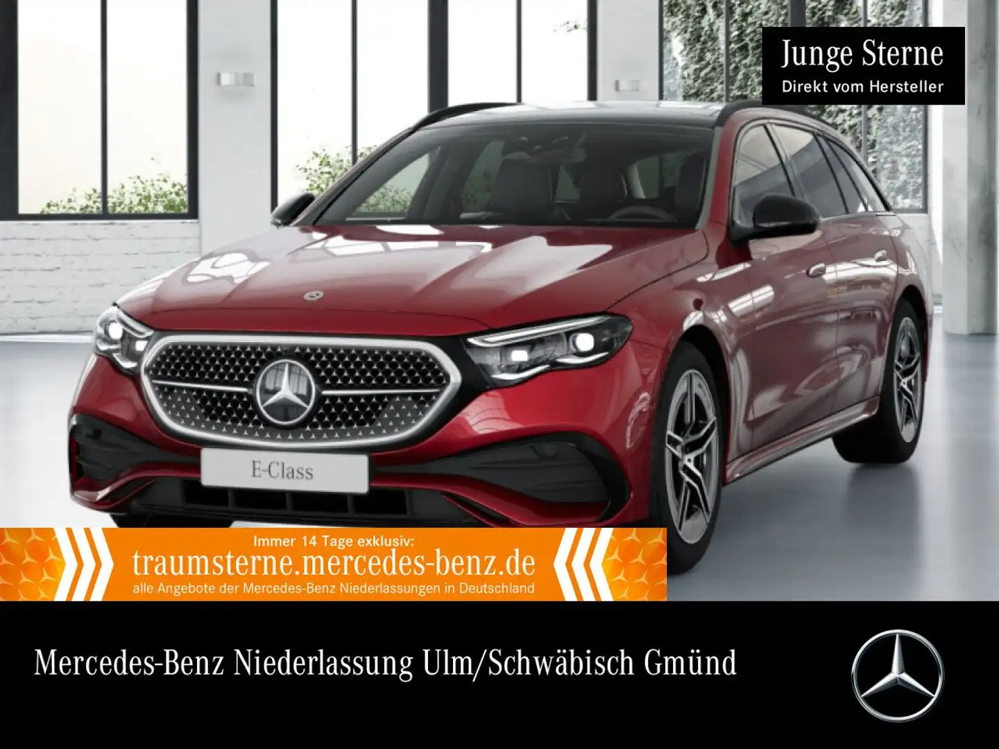 Mercedes-Benz E 220 d T AMG Fahrass 360° Pano Burmester Distr. Rot - 1