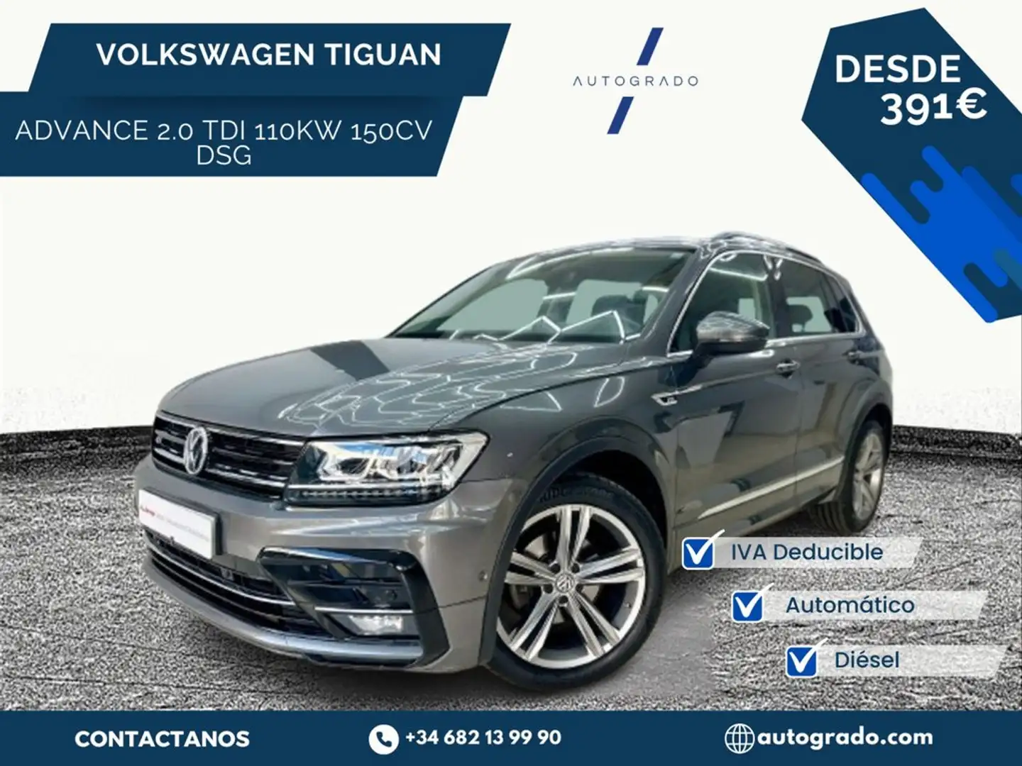 Volkswagen Tiguan Advance 2.0 TDI 110kW 150CV DSG Gris - 1