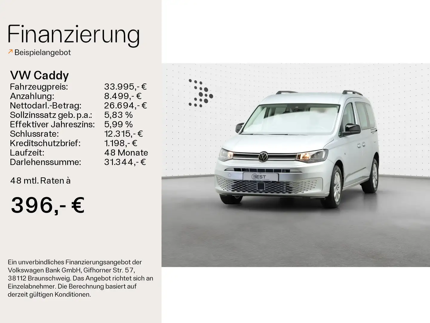 Volkswagen Caddy Life 5-Sitzer 1.5 TSI *NAVI*PDC*GRA* Silber - 2