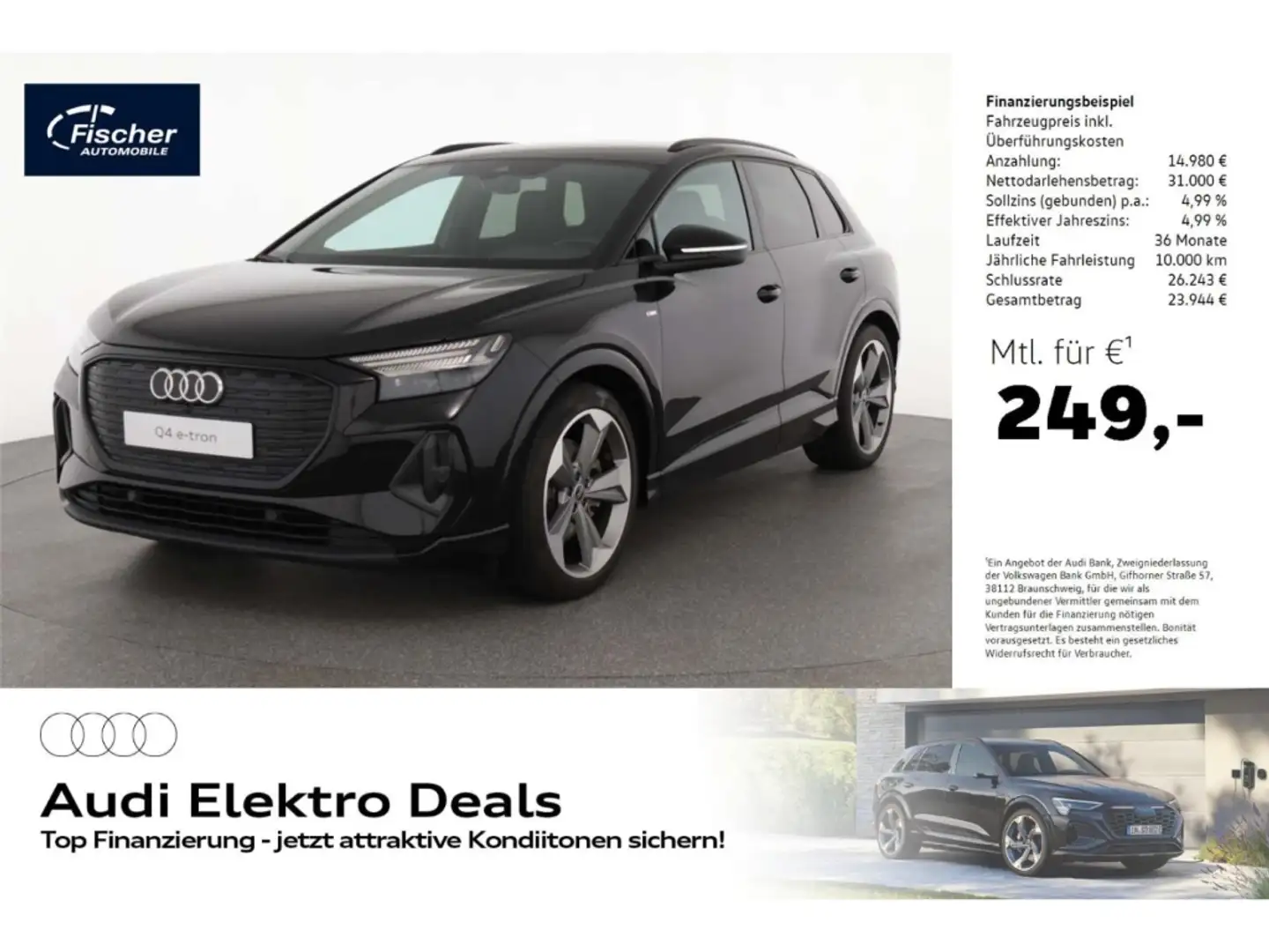 Audi Q4 e-tron 50 quattro S line LP: 71.150,-/SONOS/Lenkradheizun Schwarz - 1