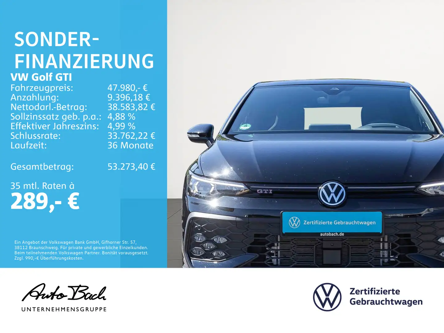 Volkswagen Golf GTI Golf VIII GTI 2.0 TSI DSG Navi LED Panorama Digi Schwarz - 2