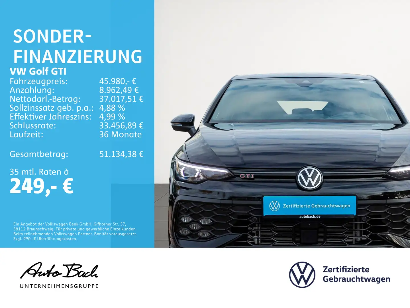 Volkswagen Golf GTI Golf VIII GTI 2.0 TSI DSG Navi LED Panorama Digi Schwarz - 2