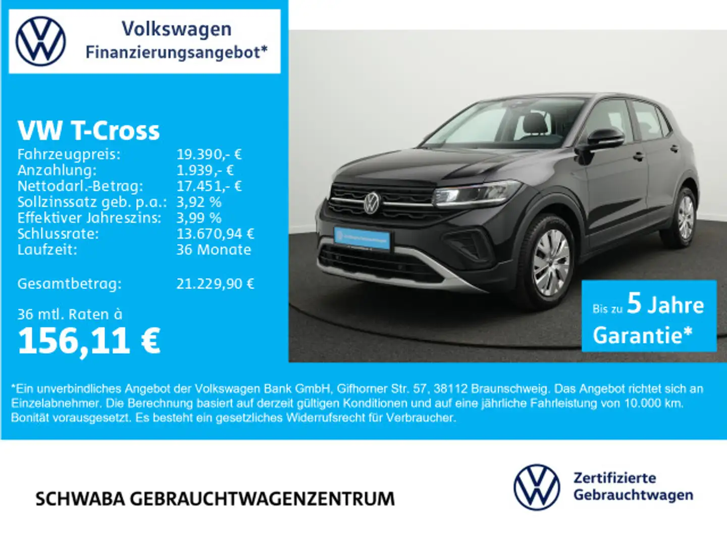 Volkswagen T-Cross 1.0 TSI *LED*VIRTUAL*LANE*PDC*SHZ*16"* Negro - 2