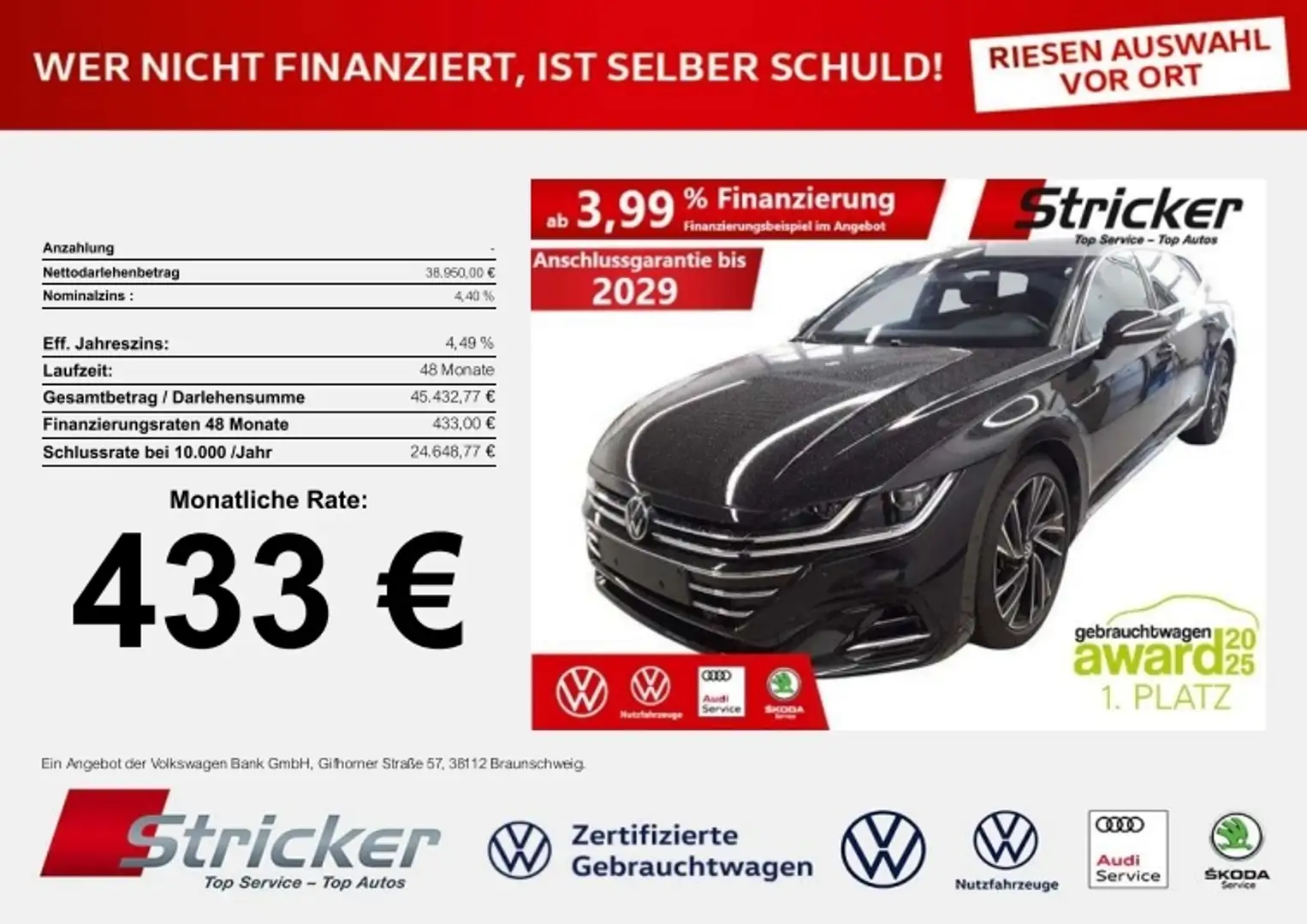 Volkswagen Arteon Shooting Brake R-Line 2.0TSI 433,-ohne Anzahlung Schwarz - 2