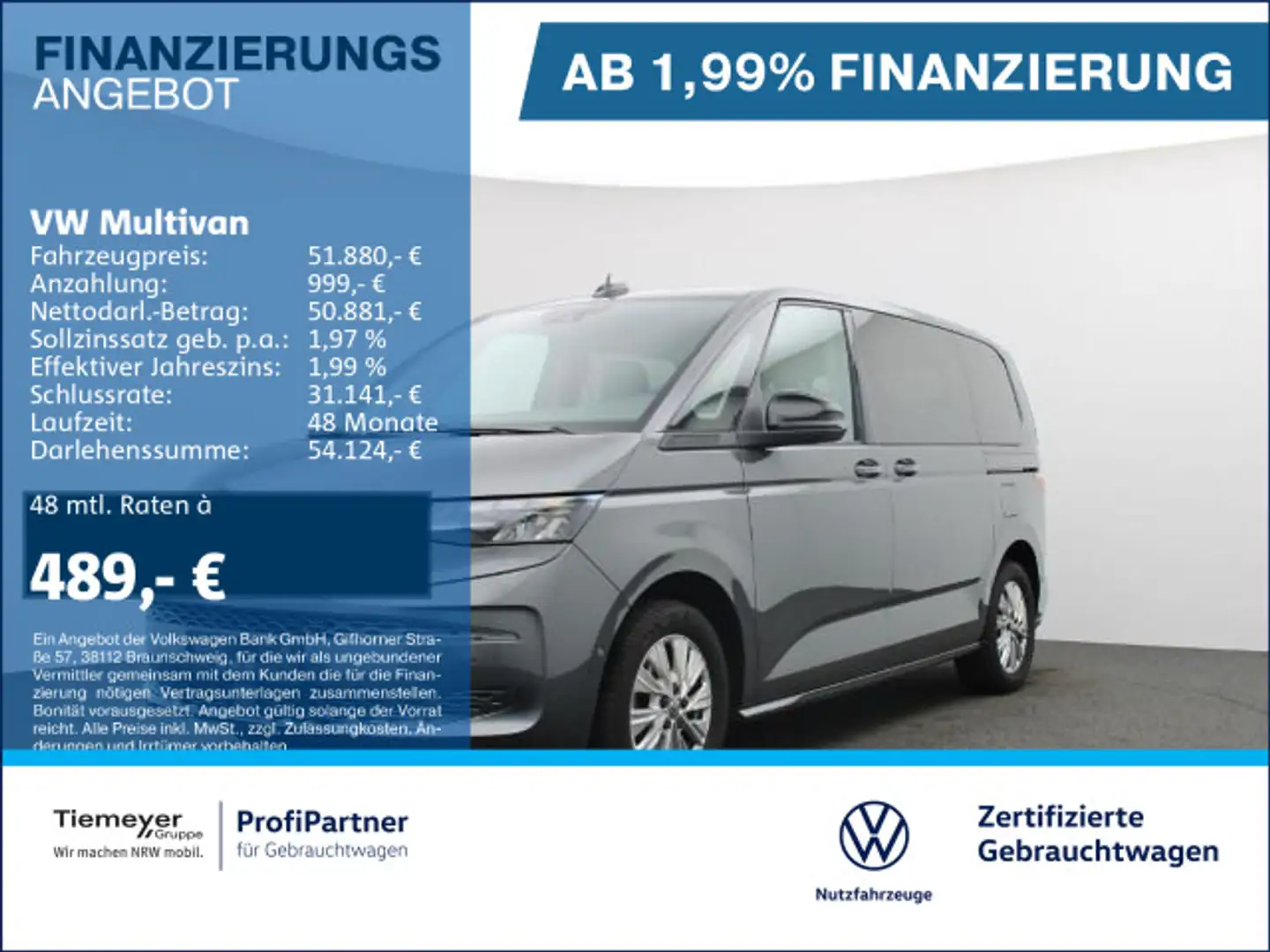Volkswagen T7 Multivan T7 Multivan TDI DSG 7-Sitze VIS-A-VIS AHK ACC Grau - 1
