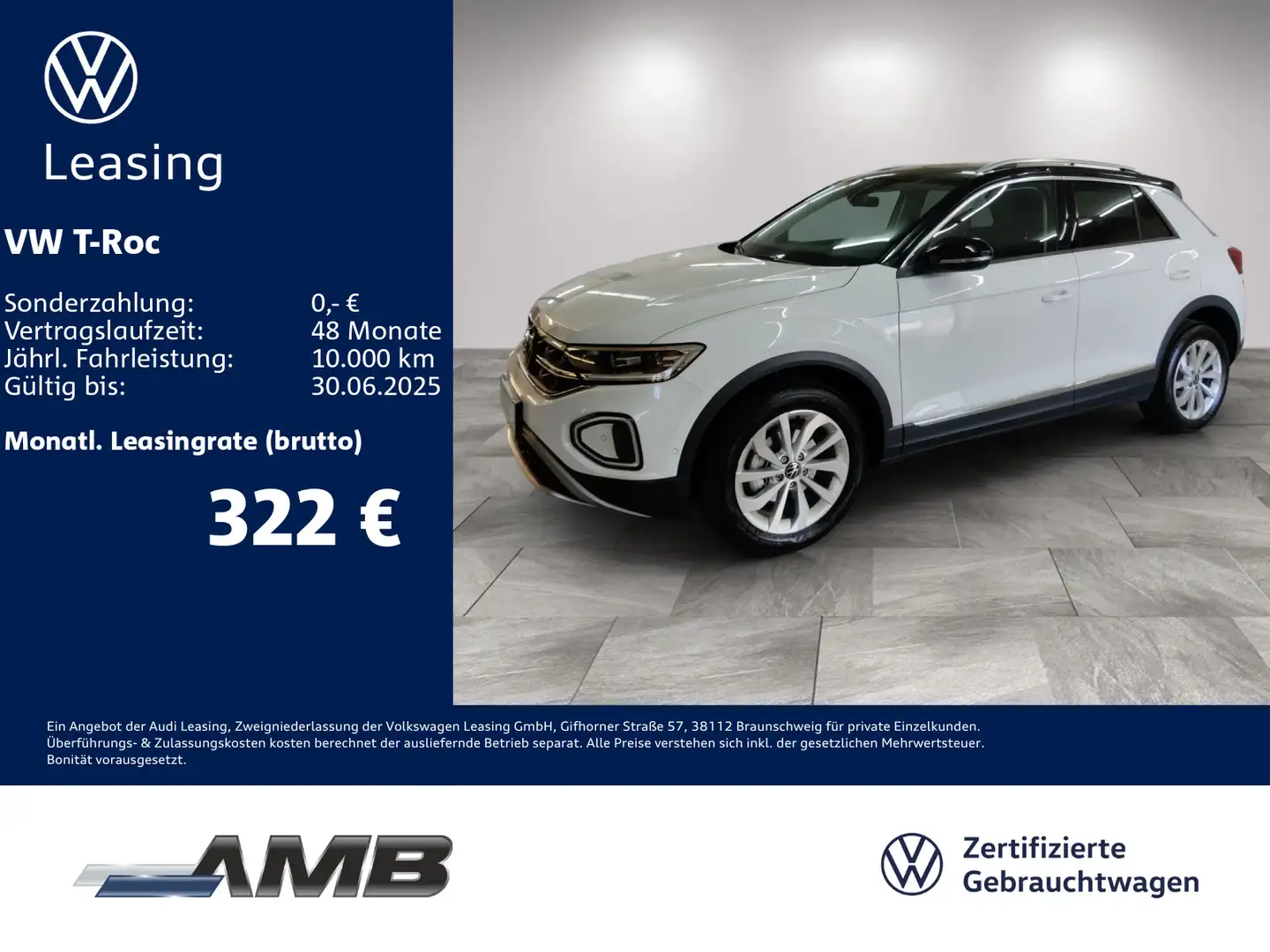 Volkswagen T-Roc Style 1.5 TSI DSG/AHK/Pano/Standhzg/02.29G Weiß - 1