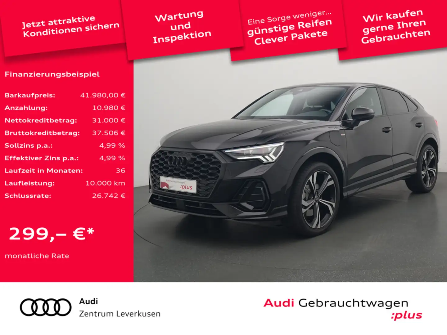 Audi Q3 Sportback e S line PANO SONOS AHK LEDER AC Schwarz - 1