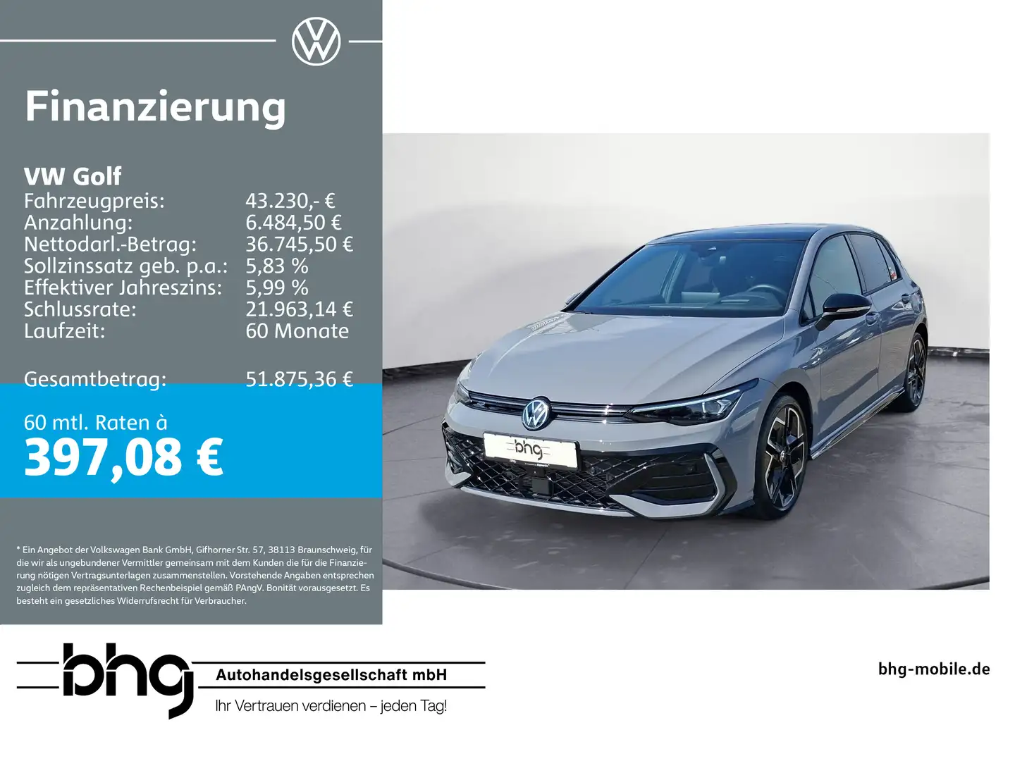 Volkswagen Golf 2.0 TDI DSG R-Line BlackStyle AHK HUD PanoD Grau - 1