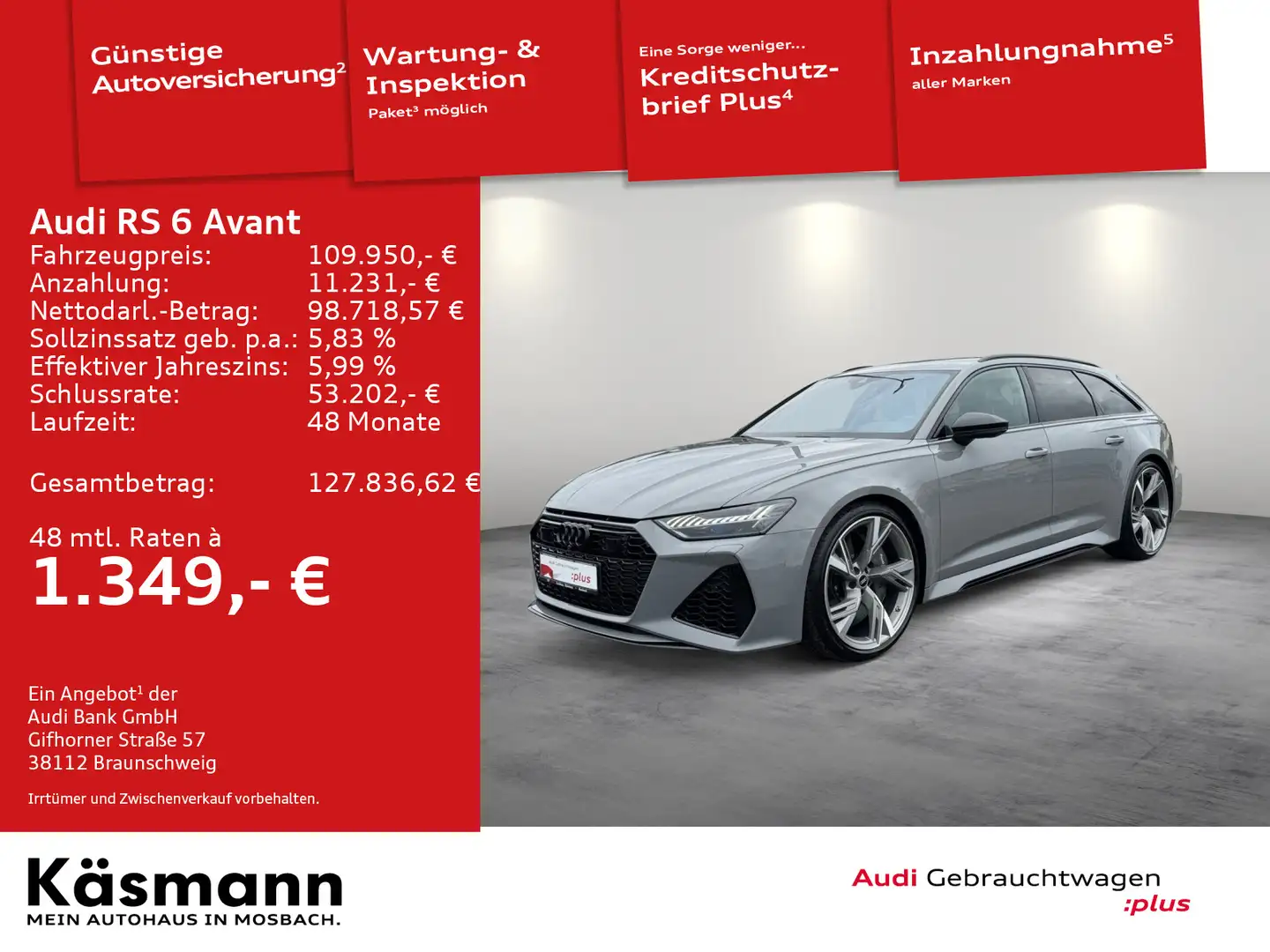 Audi RS6 quattro 305VMax RS-AGA STDHZ HUD Grau - 1