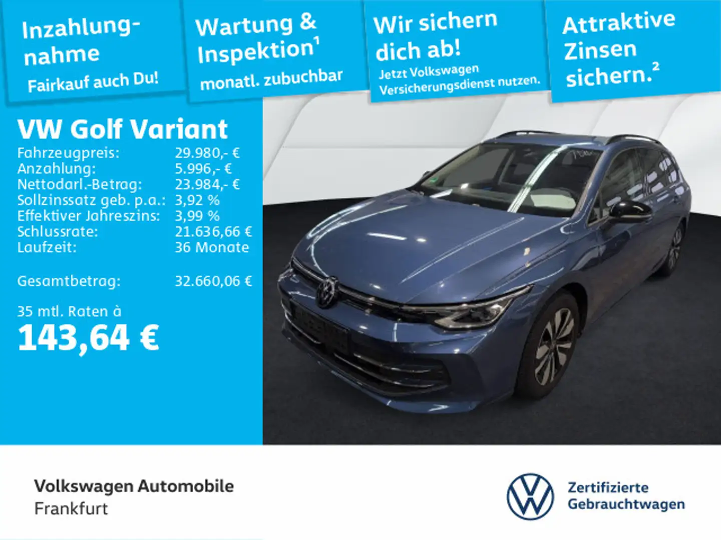 Volkswagen Golf Variant Golf VIII Variant 2.0 TDI DSG Goal DAB+ IQLight Blau - 1