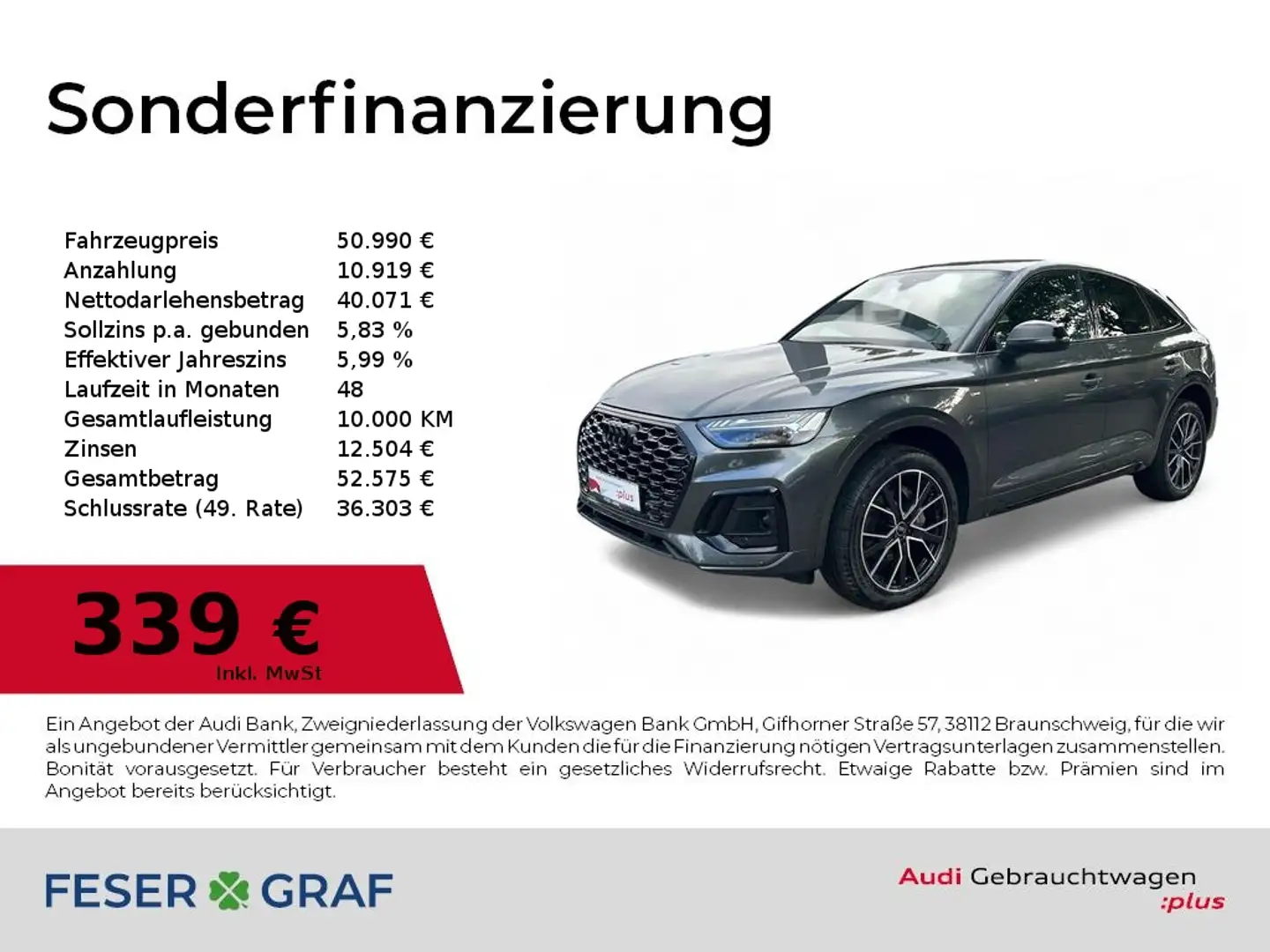Audi Q5 Sportback 40 TFSI quattro S line S tronic Matrix/3 Grau - 1