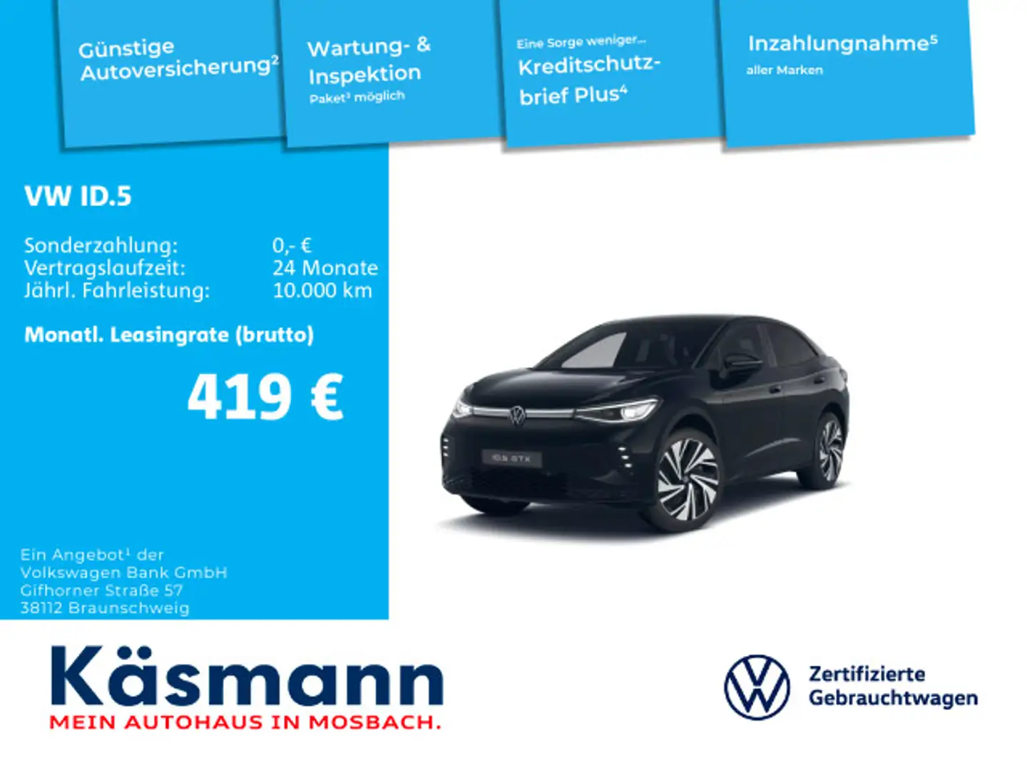 Volkswagen ID.5 GTX 340PS VOLLAUSSTATTUNG Schwarz - 1