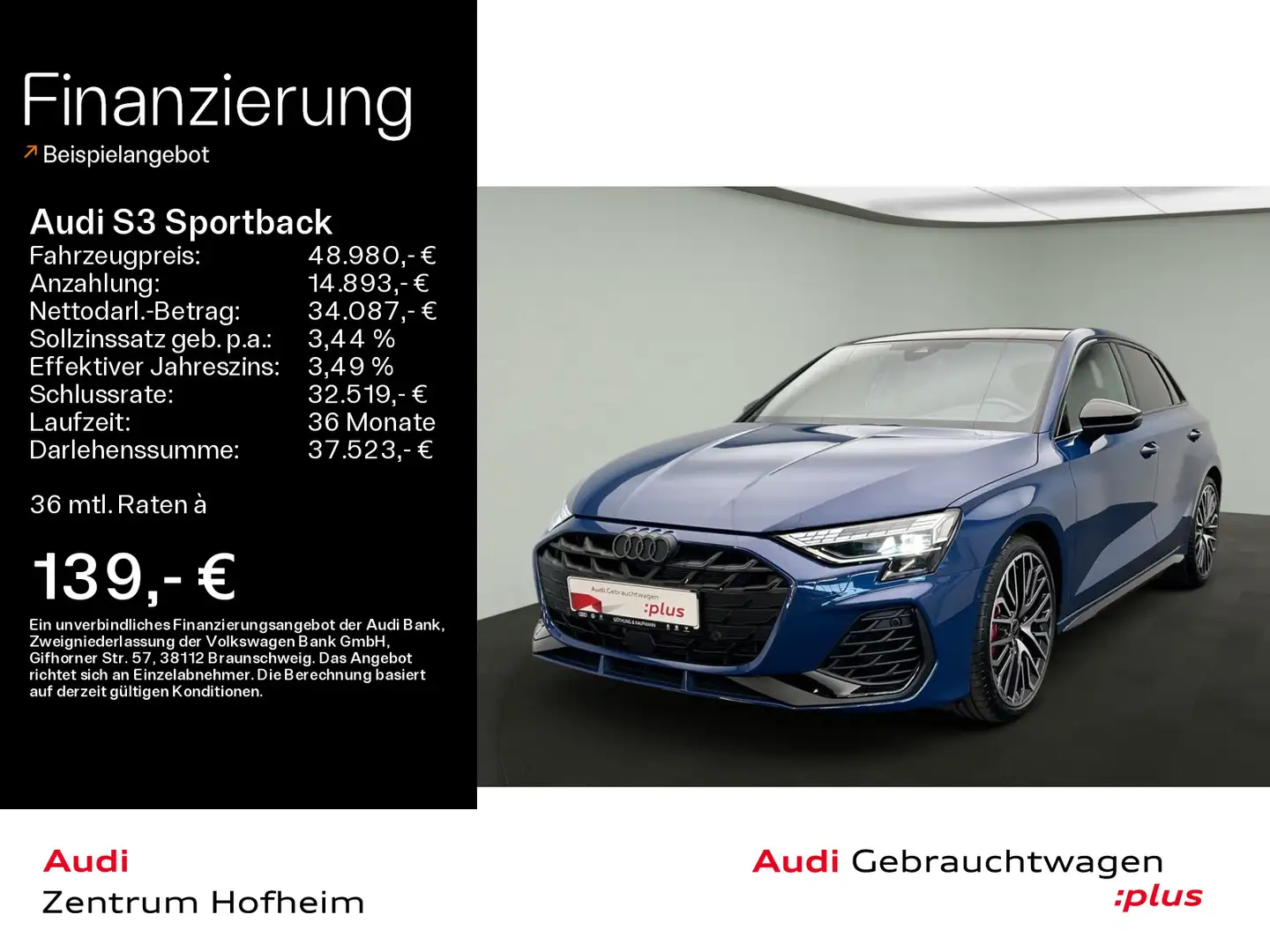 Audi S3 TFSI S tro*Sonos*HUD*Pano*S-Sitze*M Blau - 1