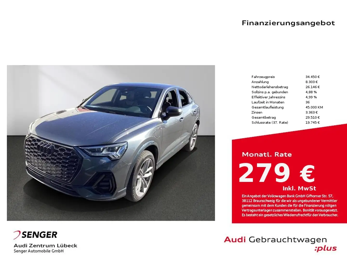 Audi Q3 Sportback 45 TFSI e S line Sitzhzg. Matrix Grau - 1