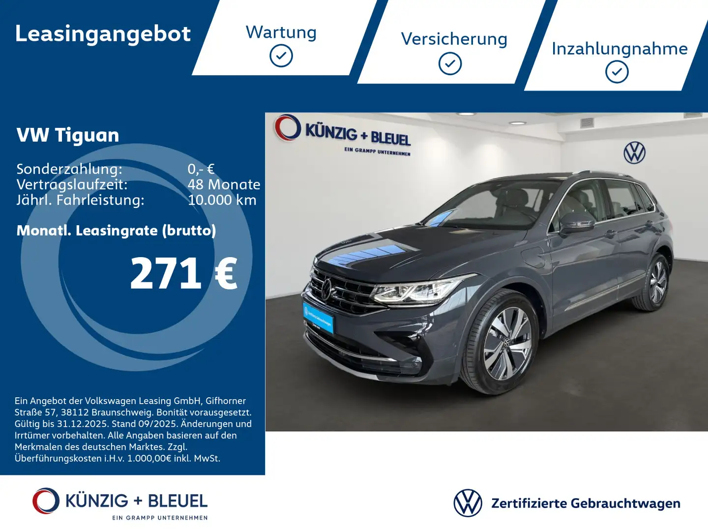 Volkswagen Tiguan Elegance 1,4 TSI e Hybr.*DSG*Nav*Leder*AH Grau - 1