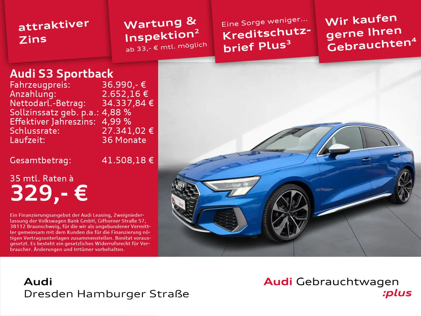 Audi S3 2.0 TFSI quattro Matrix Navi B&O Blau - 1
