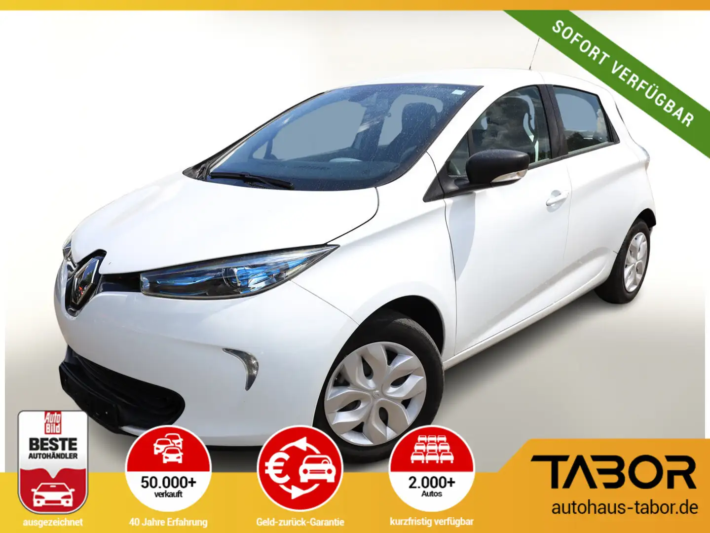 Renault ZOE ZE40 Life Miet-Bat Nav Klimaaut Tempomat Wit - 1