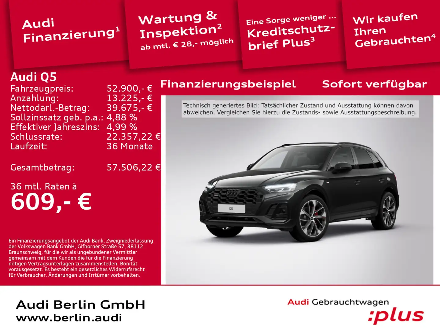 Audi Q5 S line 50 TDI qu. tiptr. PDC MATRIX 360°K HUD Schwarz - 1