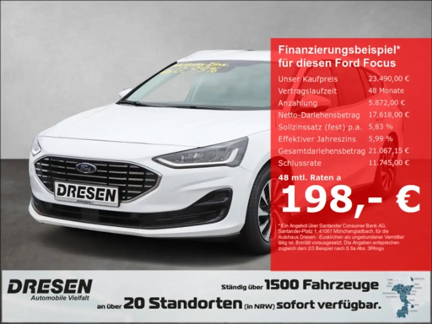 Ford Focus 1.0 Titanium Turnier Allwetter/Sitzheizung/Navi/Rü Білий - 1