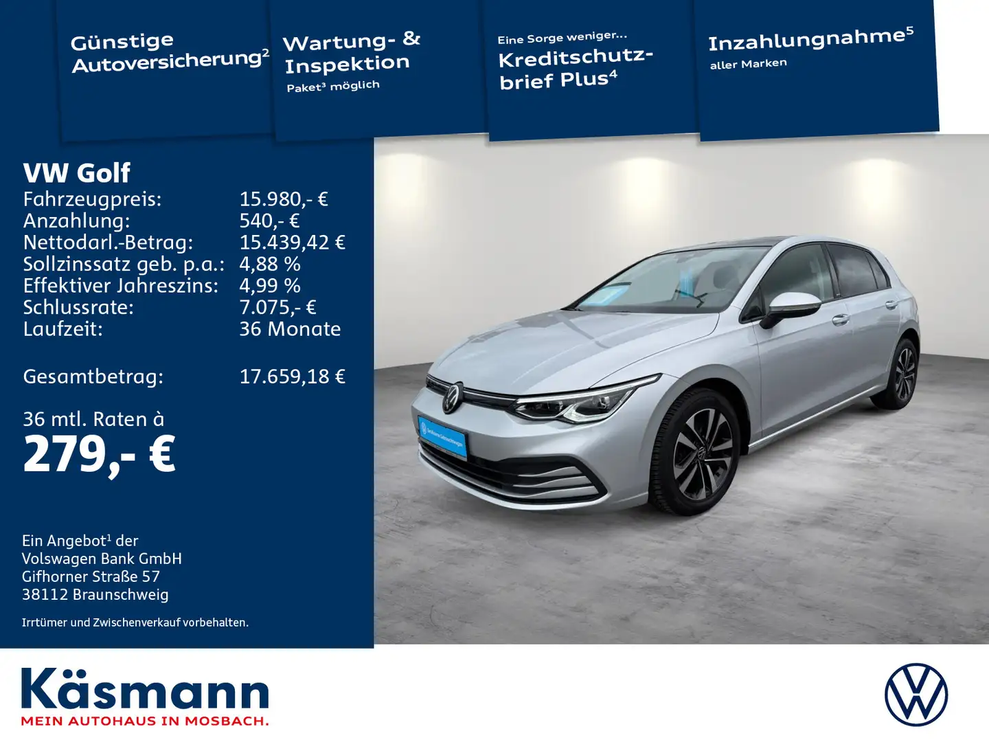 Volkswagen Golf United 2.0TDI PANO MATRIX NAVI SHZ CARPLAY Silber - 1