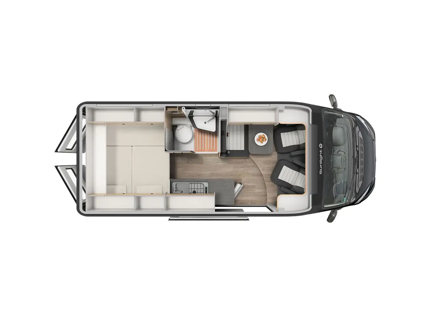 Sunlight Cliff X 600 Schwenkbadezimmer, Panoramadachhaube Grau - 2