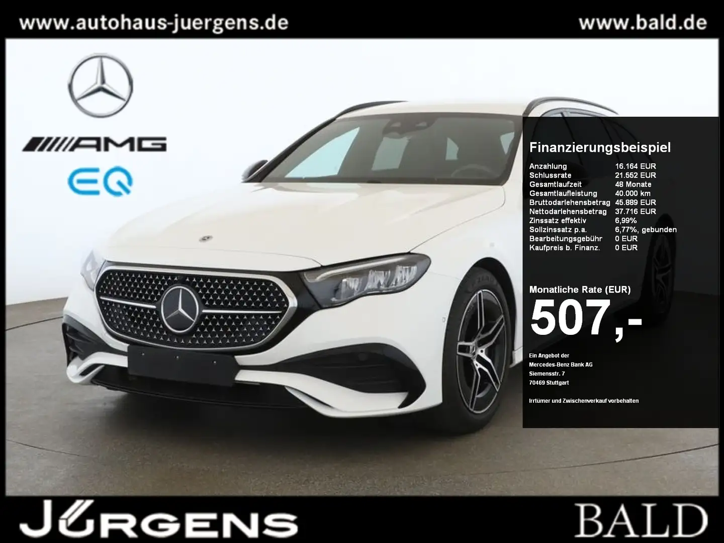 Mercedes-Benz E 300 de T-Modell +AMG+LED+MBUX+Navi+Night+Cam Blanc - 1