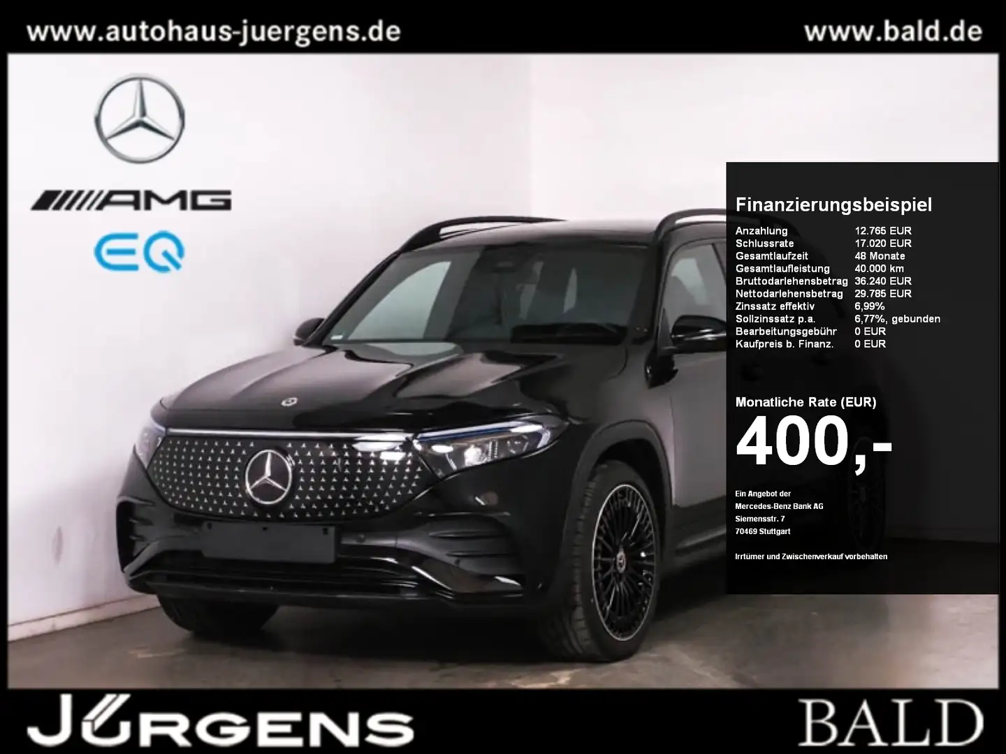 Mercedes-Benz EQB 350 4M AMG-Advanced/LED/Pano/Totw/Easy/Night Schwarz - 1