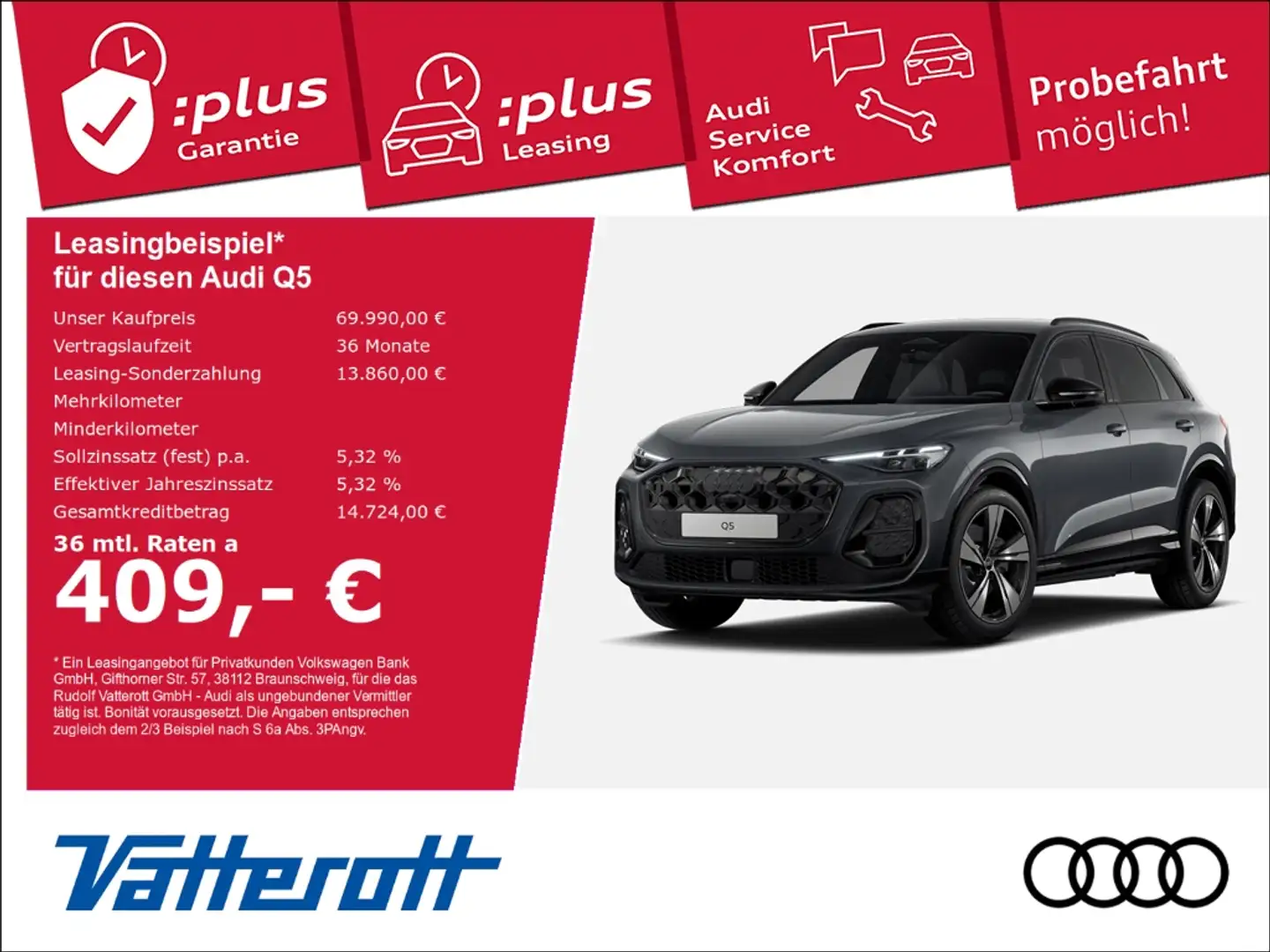 Audi Q5 edition one schwarz TDI Luftfed. Matrix HUD Grau - 1