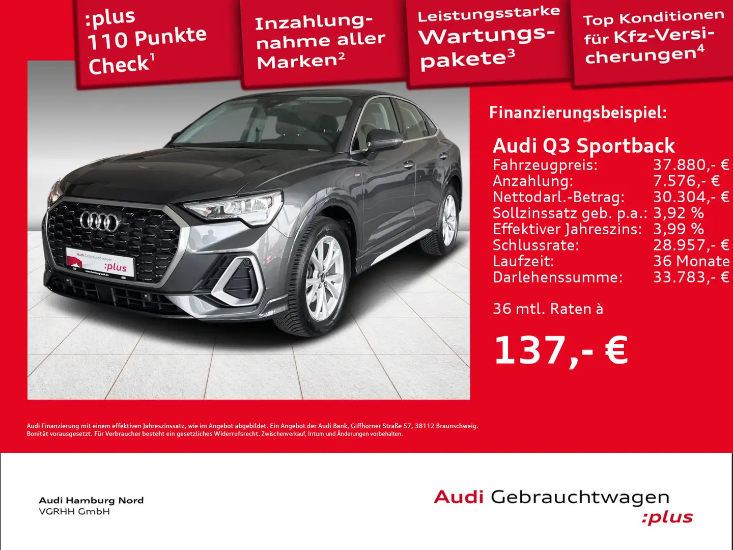 Audi Q3 35 TDI S line S tronic Navi ACC Cam Gris - 1