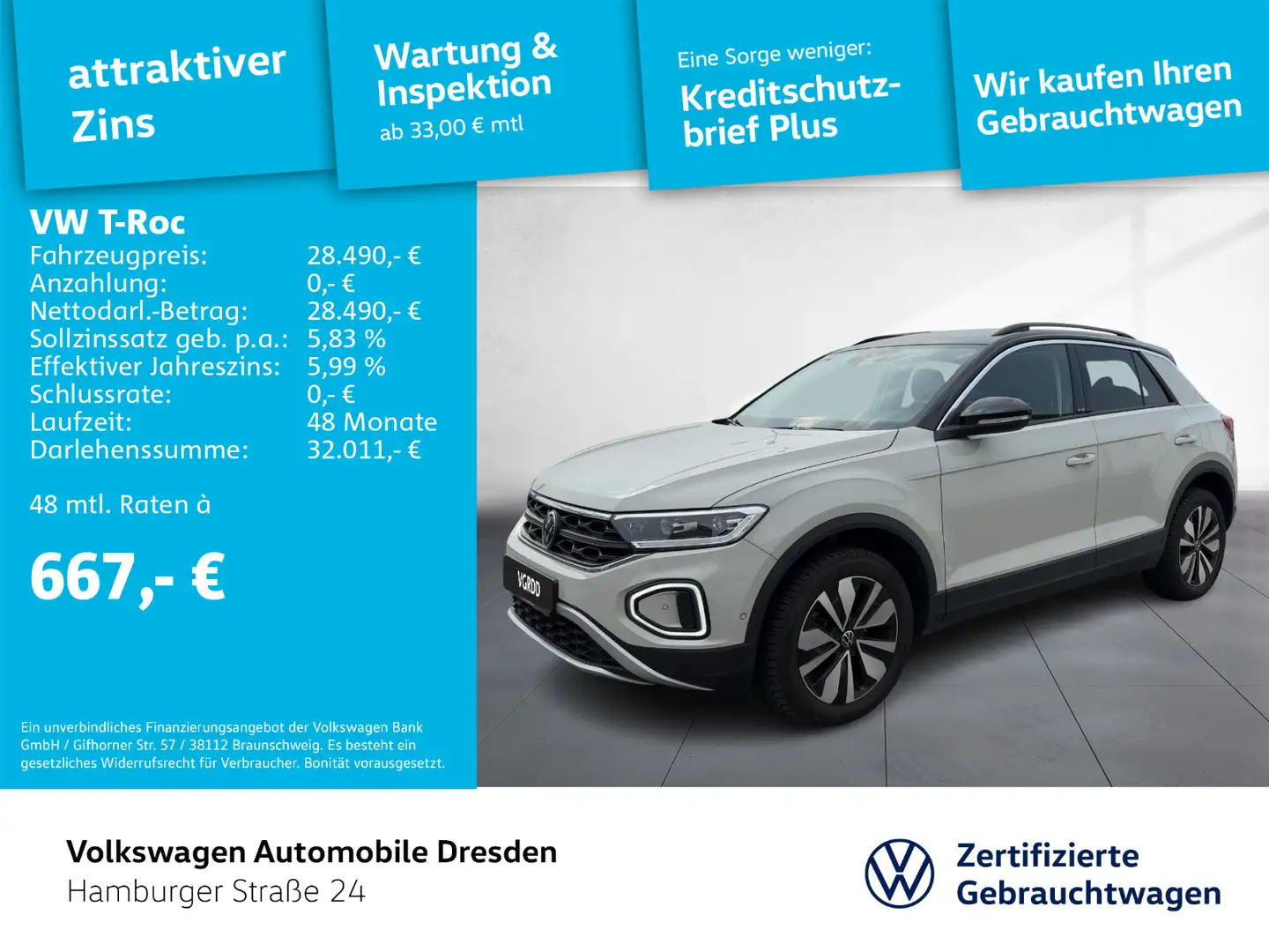 Volkswagen T-Roc Life 1.5 TSI OPF 7-Gang-DSG Grau - 1