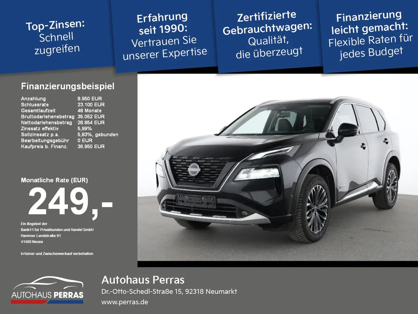 Nissan X-Trail 1.5 VC-T e-4ORCE 213 PS 4x4 Tekna 5 Sitze ACC+LED Schwarz - 1