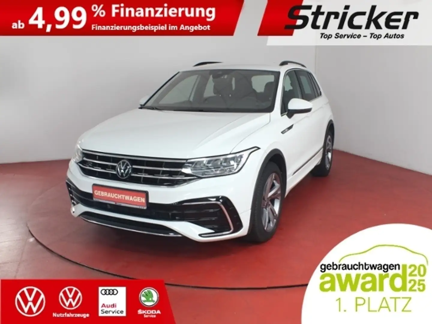 Volkswagen Tiguan R-Line 2.0TDI DSG 397,-ohne Anzahlung ACC Sitzhei Weiß - 1